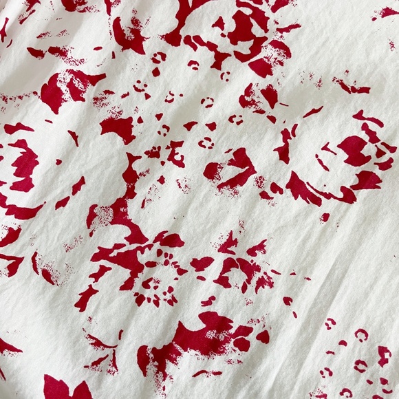 White and Red Buttoned Maxi Dress with Notched Collar - Picture 4 of 7